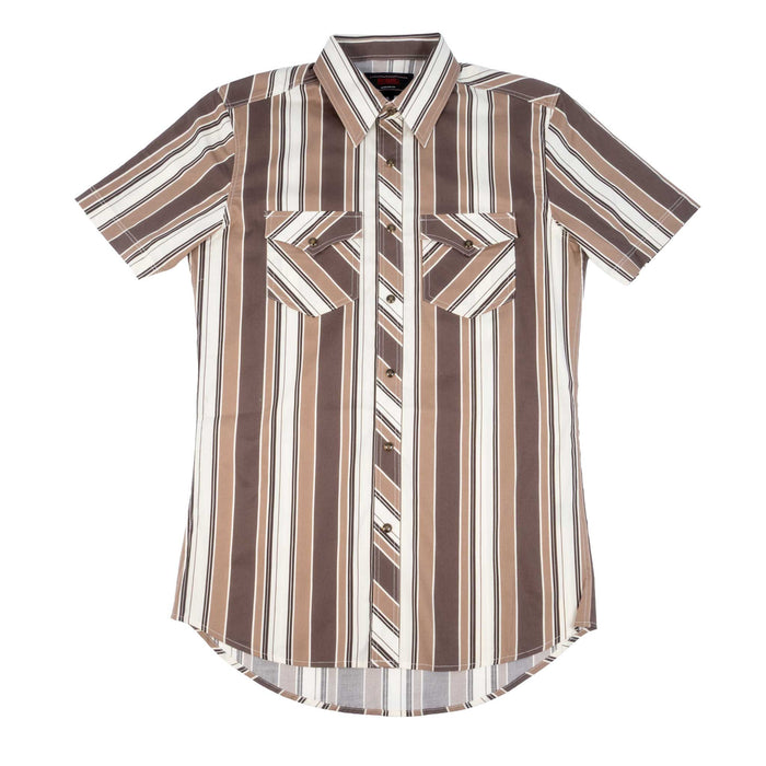 Rock & Roll Denim Men's Brown Stripe Snap Shirt MEN - Clothing - Shirts - Short Sleeve Panhandle
