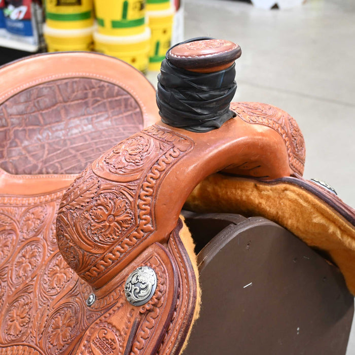 14.5" USED LARRY COATS TEAM ROPING SADDLE