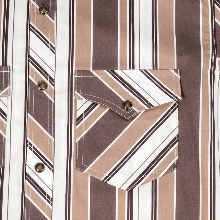 Rock & Roll Denim Men's Brown Stripe Snap Shirt MEN - Clothing - Shirts - Short Sleeve Panhandle