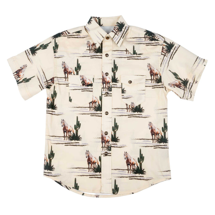 Rock & Roll Denim Boy's Brown Novelty Snap Shirt KIDS - Boys - Clothing - Shirts - Short Sleeve Shirts Panhandle