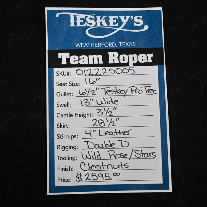 16" TESKEY'S TEAM ROPING SADDLE Saddles - New Teskey's Saddlery