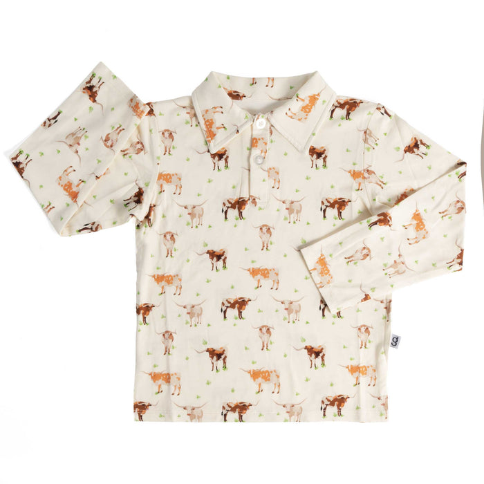 Toddler Boy's Longhorn Cows Polo Shirt KIDS - Boys - Clothing - Shirts - Long Sleeve Shirts Goosies