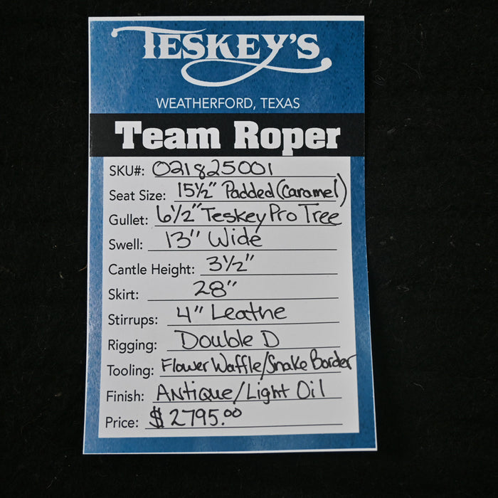 15.5" TESKEY'S TEAM ROPING SADDLE Saddles - New Teskey's Saddlery