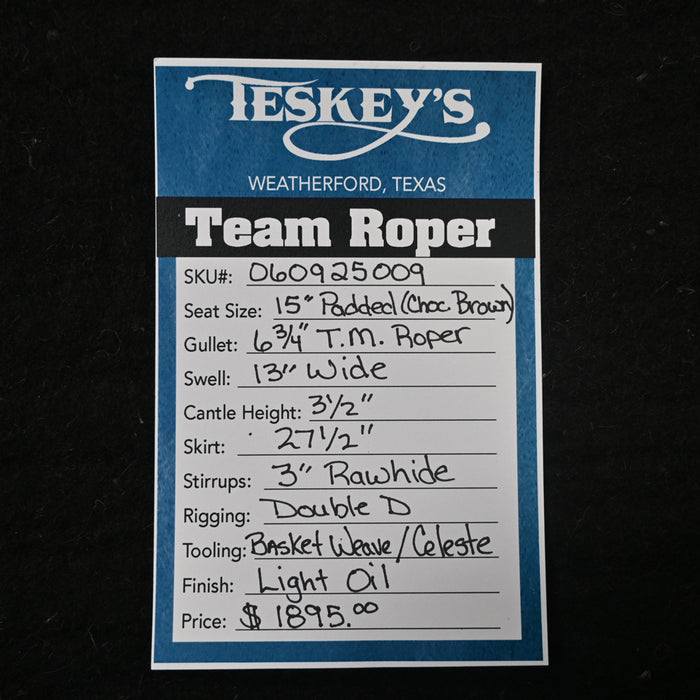 15" TESKEY'S TEAM ROPING SADDLE Saddles - New Teskey's Saddlery