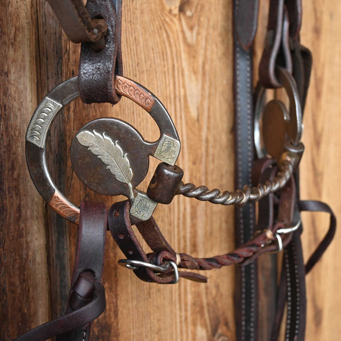 Whitefield D-Ring Twisted Wire Snaffle Bridle Rig w/Browband Headstall