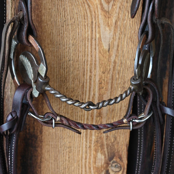 Whitefield D-Ring Twisted Wire Snaffle Bridle Rig w/Browband Headstall
