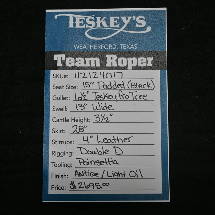 15" TESKEY'S TEAM ROPING SADDLE Saddles - New Teskey's Saddlery