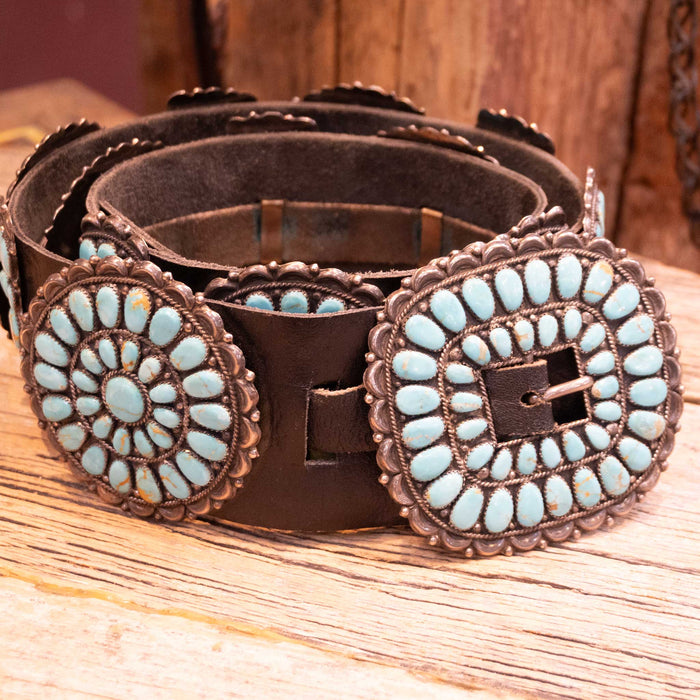 Beautiful 70's - 80's Vintage Turuoise Concho Belt by Juliana Williams