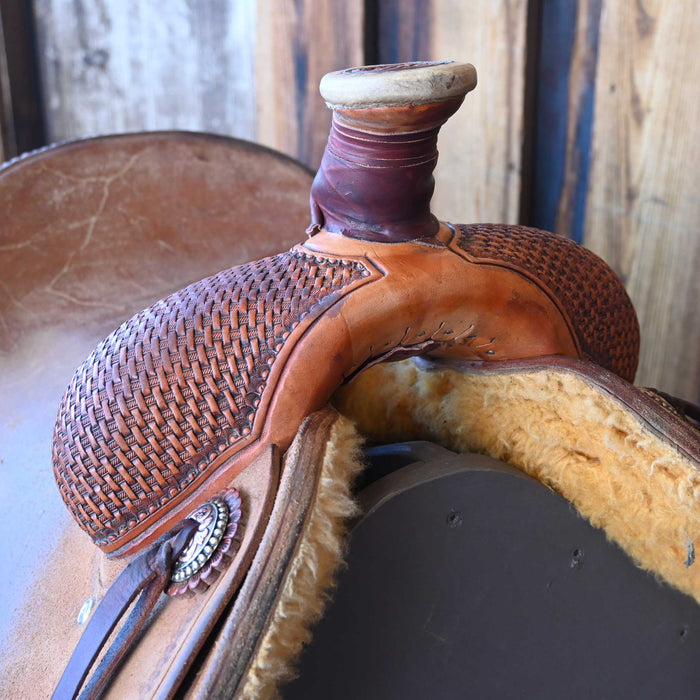 15.5" USED TESKEY'S PATRICK SMITH TEAM ROPER SADDLE