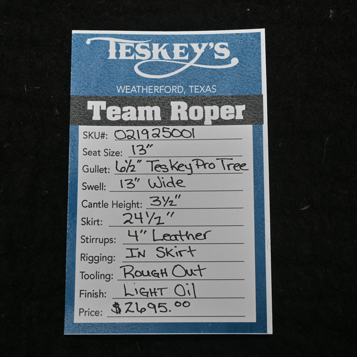 13" TESKEY'S YOUTH TEAM ROPING SADDLE Saddles - New Teskey's Saddlery