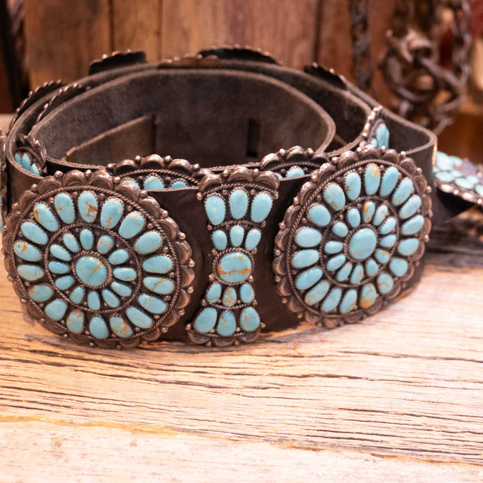 Beautiful 70's - 80's Vintage Turuoise Concho Belt by Juliana Williams