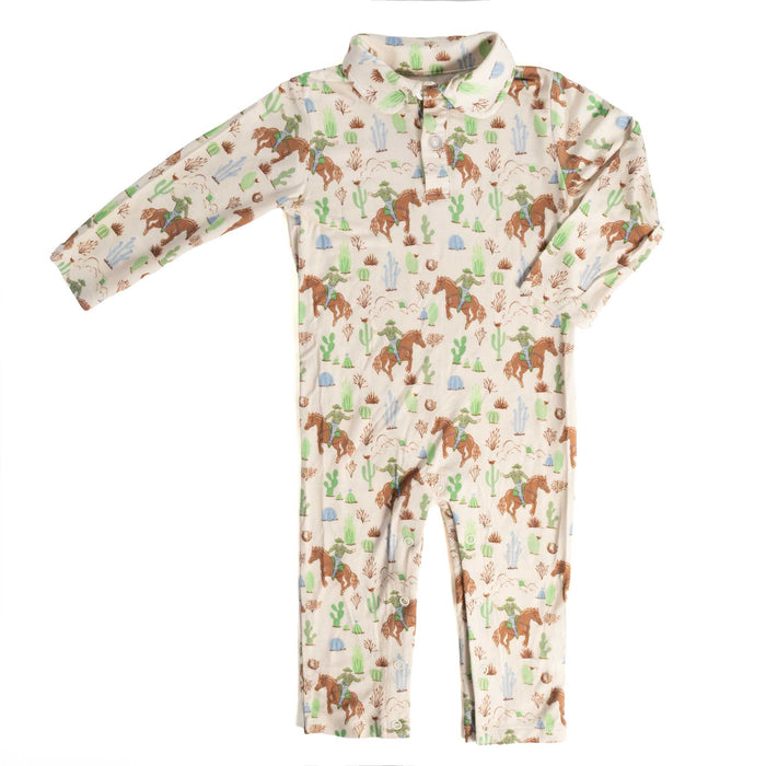 Baby Boy's Saddle Up Cowboy Polo Romper KIDS - Baby - Baby Boy Clothing Goosies