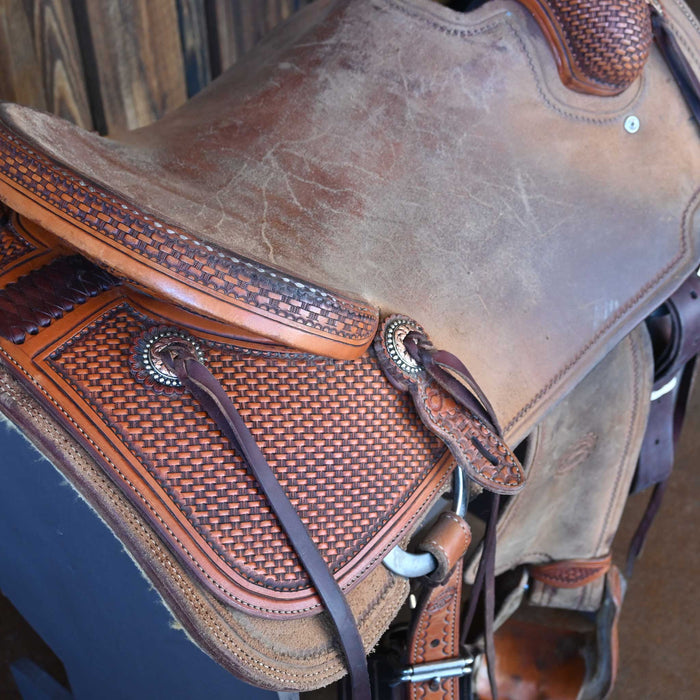 15.5" USED TESKEY'S PATRICK SMITH TEAM ROPER SADDLE