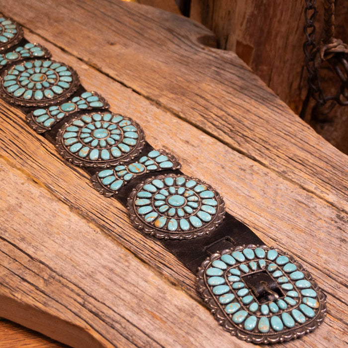 Beautiful 70's - 80's Vintage Turuoise Concho Belt by Juliana Williams