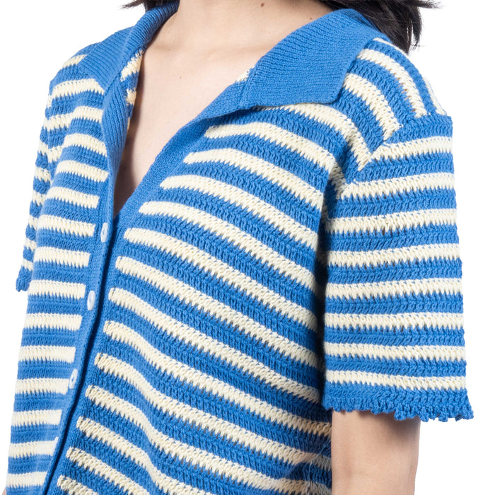 Collared Blue Stripe Sweater Top WOMEN - Clothing - Tops - Short Sleeved Wishlist