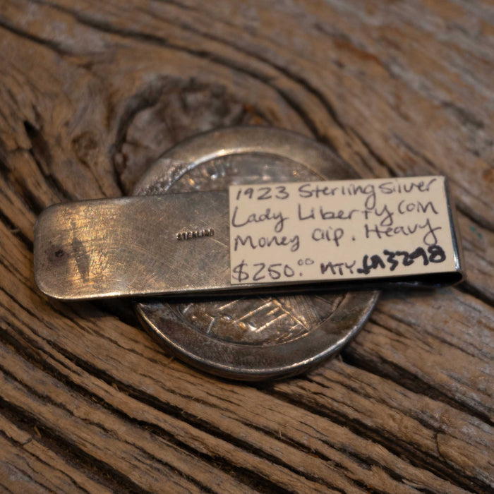 Vintage 1923 Sterling Silver Lady Liberty Coin Money Clip Collectibles MISC