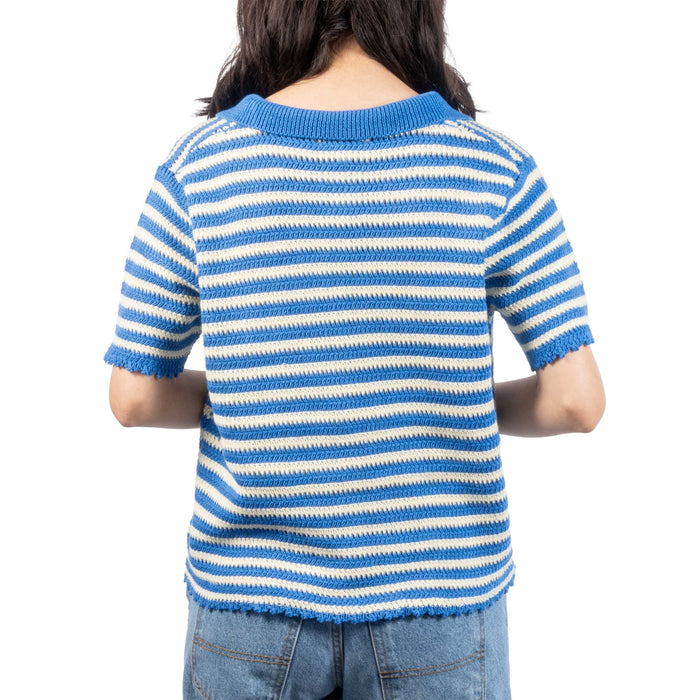 Collared Blue Stripe Sweater Top WOMEN - Clothing - Tops - Short Sleeved Wishlist