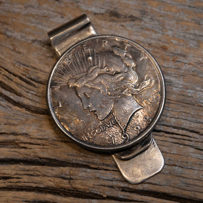 Vintage 1923 Sterling Silver Lady Liberty Coin Money Clip Collectibles MISC