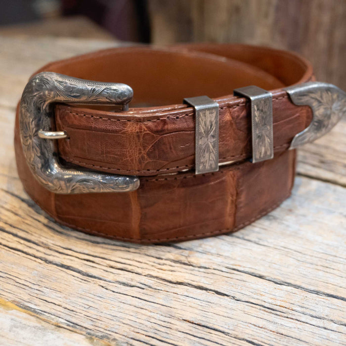 Sunset Trails Ranger 4pc. Sterling Silver Buckle Set w/ Alligator Belt