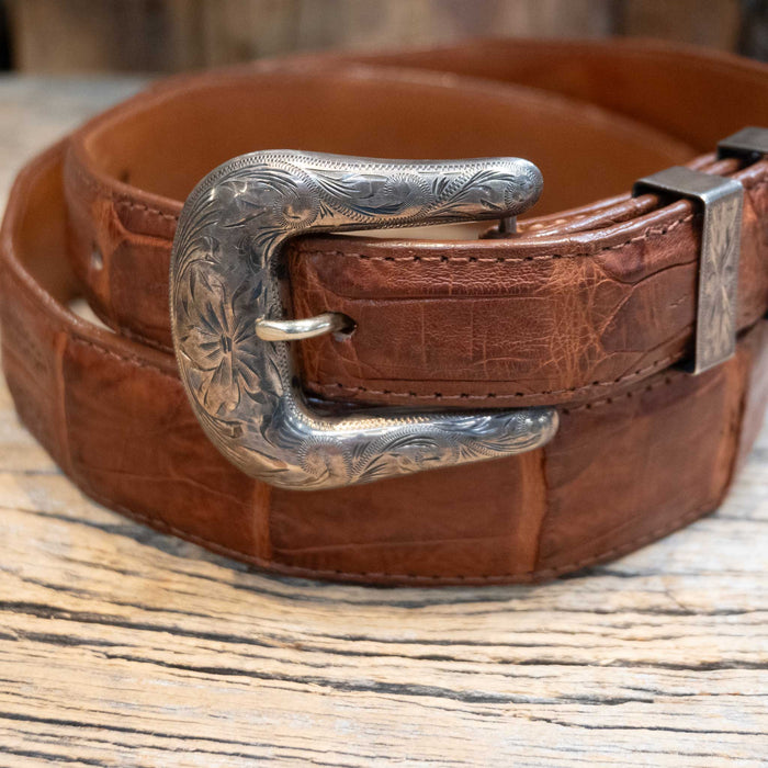 Sunset Trails Ranger 4pc. Sterling Silver Buckle Set w/ Alligator Belt