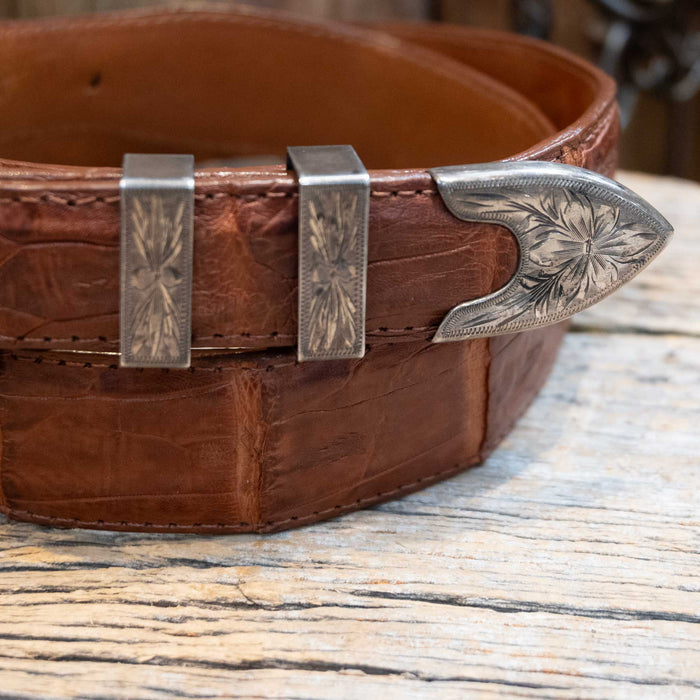 Sunset Trails Ranger 4pc. Sterling Silver Buckle Set w/ Alligator Belt