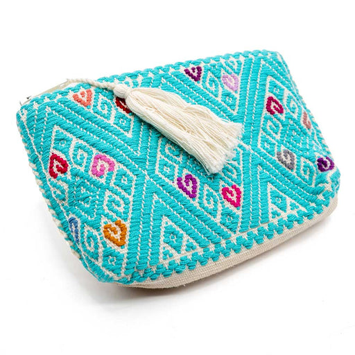 Medium Zipper Pouch - Turquoise/White WOMEN - Accessories - Handbags - Clutches & Pouches San Pancho Artisans