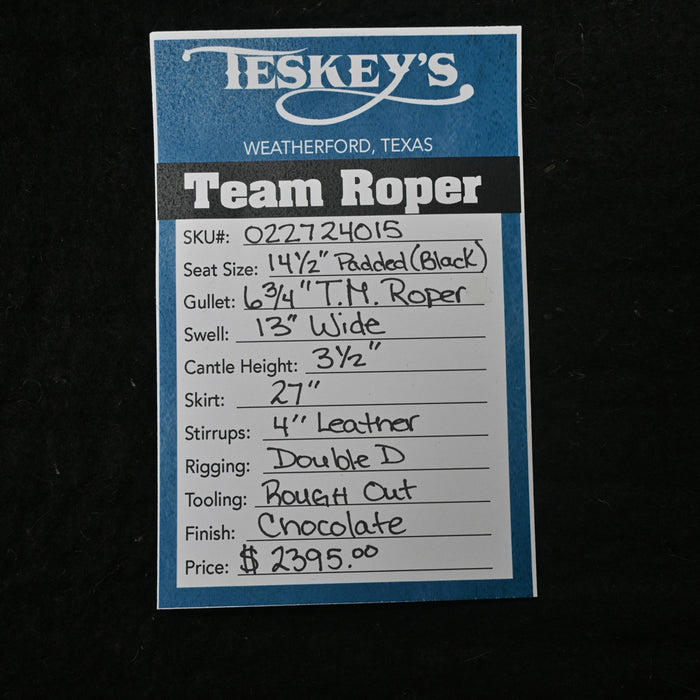 14.5" TESKEY'S TEAM ROPING SADDLE Saddles - New Teskey's Saddlery