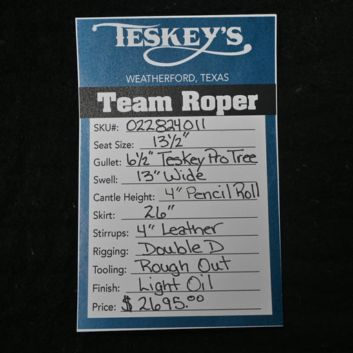 13.5" TESKEY'S PRO TEAM ROPING SADDLE Saddles - New Teskey's Saddlery