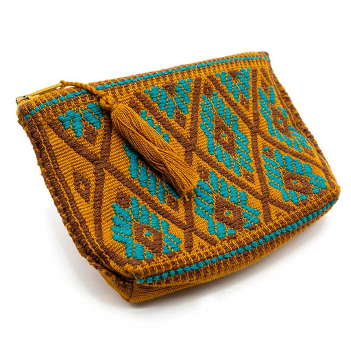Medium Zipper Pouch - Gold/Turquoise WOMEN - Accessories - Handbags - Clutches & Pouches San Pancho Artisans