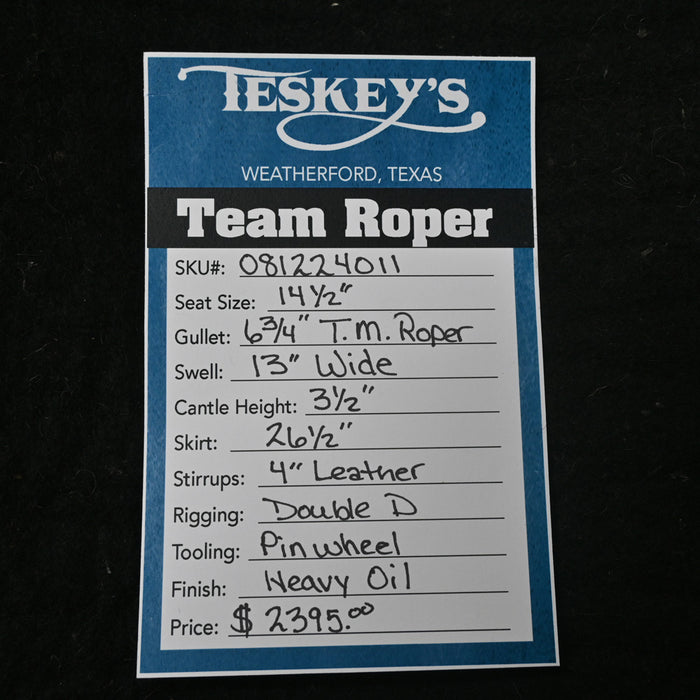 14.5" TESKEY'S TEAM ROPING SADDLE Saddles - New Teskey's Saddlery
