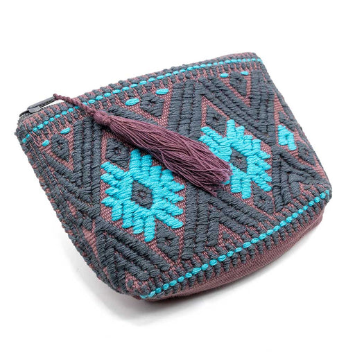 Medium Zipper Pouch - Mauve/Turquoise WOMEN - Accessories - Handbags - Clutches & Pouches San Pancho Artisans