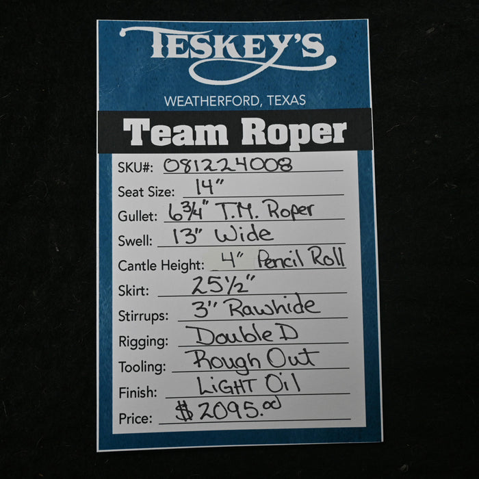 14" TESKEY'S TEAM ROPING SADDLE Saddles - New Teskey's Saddlery