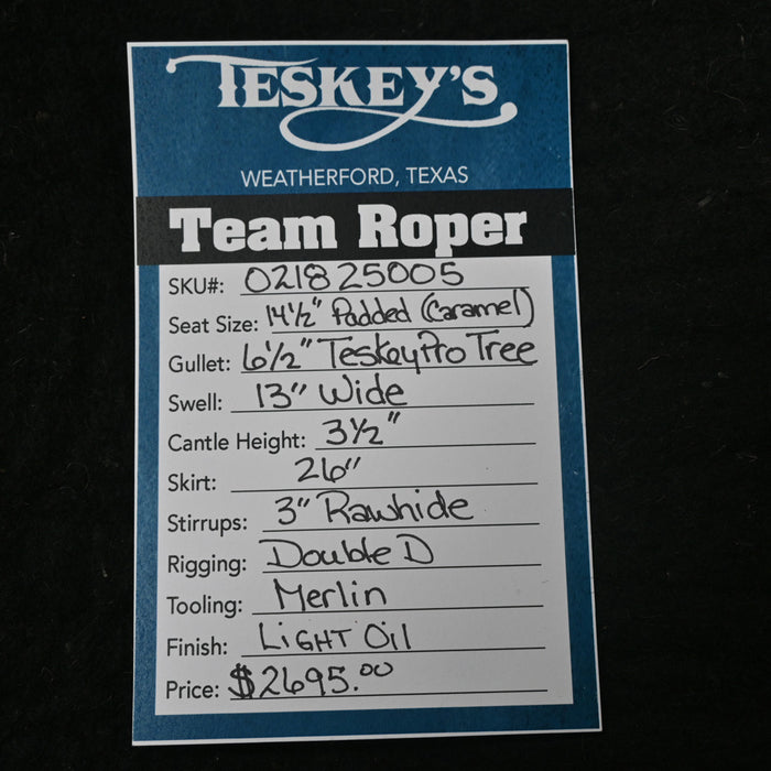 14.5" TESKEY'S TEAM ROPING SADDLE Saddles - New Teskey's Saddlery