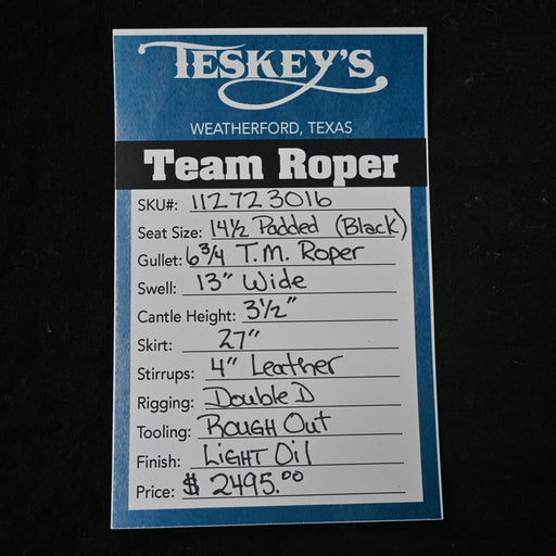 14.5" TESKEY'S TEAM ROPING SADDLE Saddles - New Teskey's Saddlery