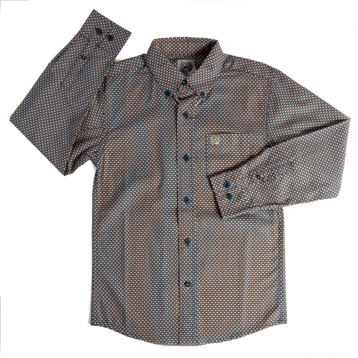 Cinch Boy's Geo Print Button Down Shirt