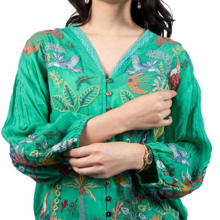 Johnny Was Bright Green Jude Luna Shirt WOMEN - Clothing - Tops - Long Sleeved Johnny Was Collection