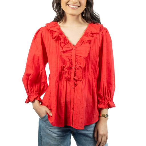 Ruffle Red Top WOMEN - Clothing - Tops - Long Sleeved Camellia