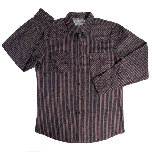 Cinch Men's Modern Fit Paisley Stripe Pearl Snap Shirt MEN - Clothing - Shirts - Long Sleeve Cinch