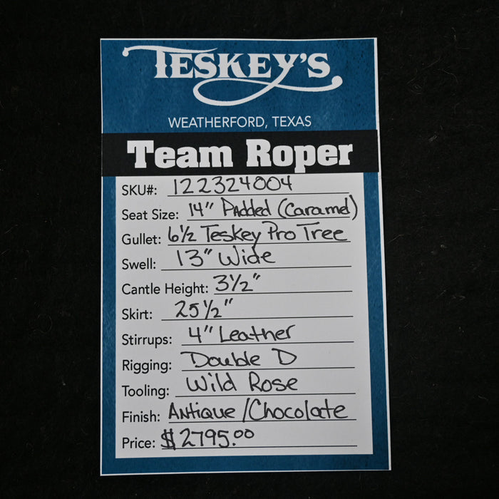 14" TESKEY'S TEAM ROPING SADDLE Saddles - New Teskey's Saddlery
