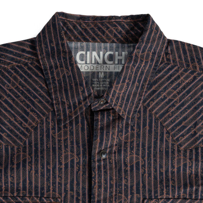 Cinch Men's Modern Fit Paisley Stripe Pearl Snap Shirt MEN - Clothing - Shirts - Long Sleeve Cinch