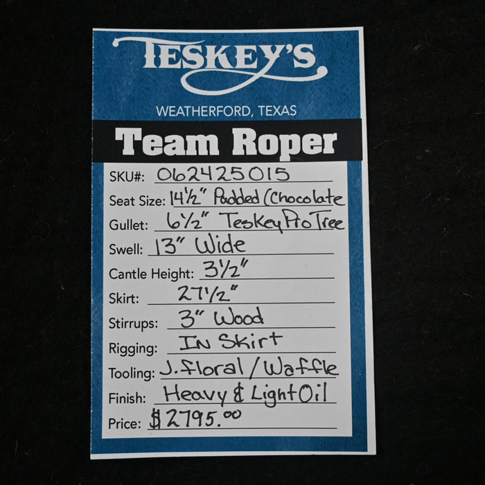 14.5" TESKEY'S TEAM ROPING SADDLE Saddles - New Teskey's Saddlery