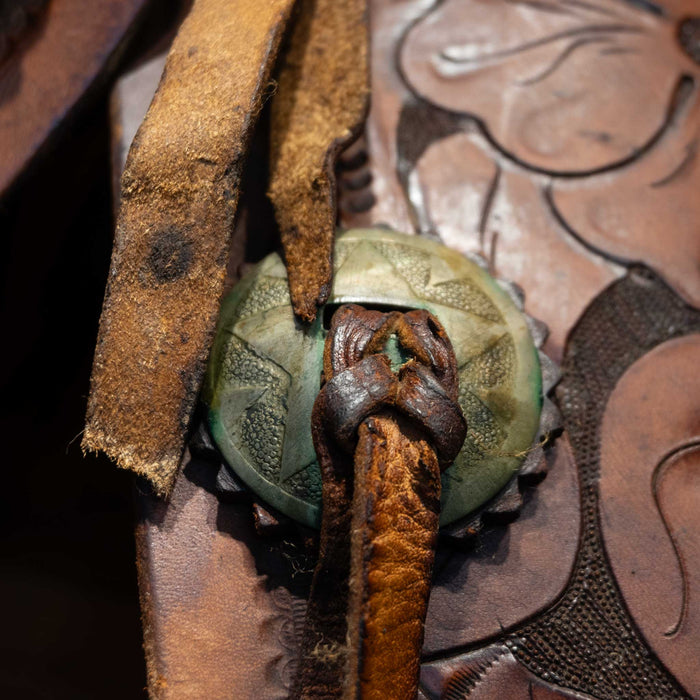 Vintage Tooled Tapaderos w/Wooden Stirrups & Nickel Conchos - Great Vintage Cond. Collectibles misc