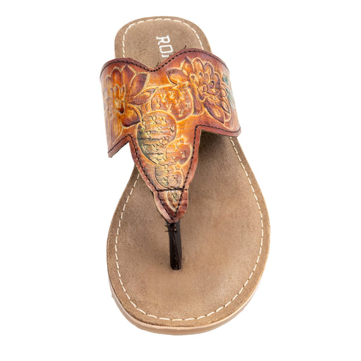 Roper Women's Brown Cactus Painted Tooled Sandal WOMEN - Footwear - Sandals Roper Apparel & Footwear