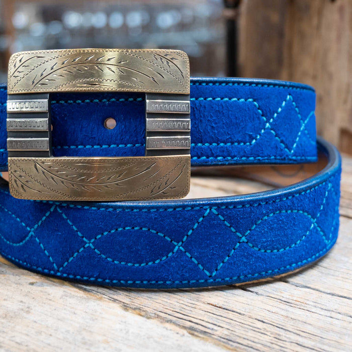 Handmade Shelbie Faye Weatherford, Tx. BLUE Tapered Belt - Select Size