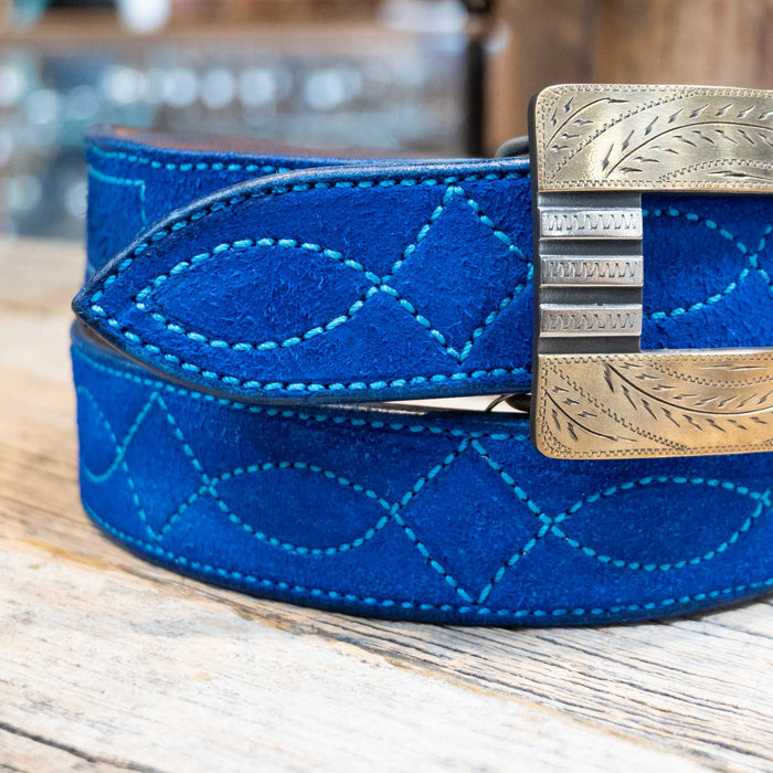 Handmade Shelbie Faye Weatherford, Tx. BLUE Tapered Belt - Select Size