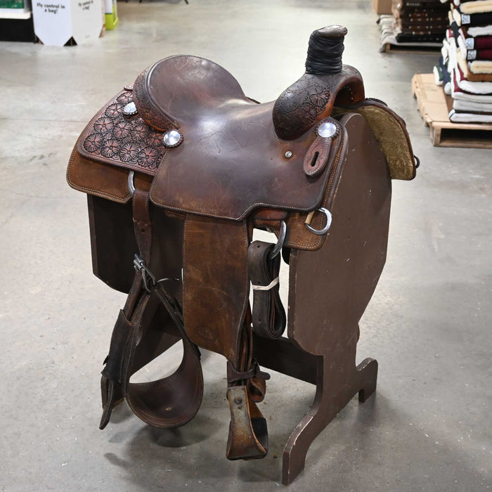 14.5" USED TRENT WARD TEAM ROPING SADDLE