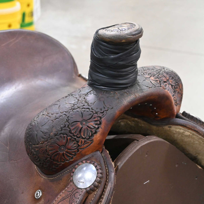 14.5" USED TRENT WARD TEAM ROPING SADDLE