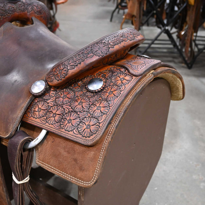 14.5" USED TRENT WARD TEAM ROPING SADDLE
