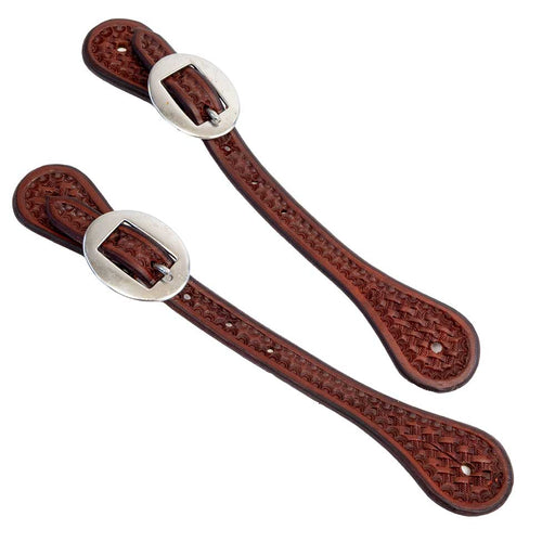 Teskey's Kids Basket Stamped Straight Spur Straps Tack - Spur Straps Teskey's Heavy Oil