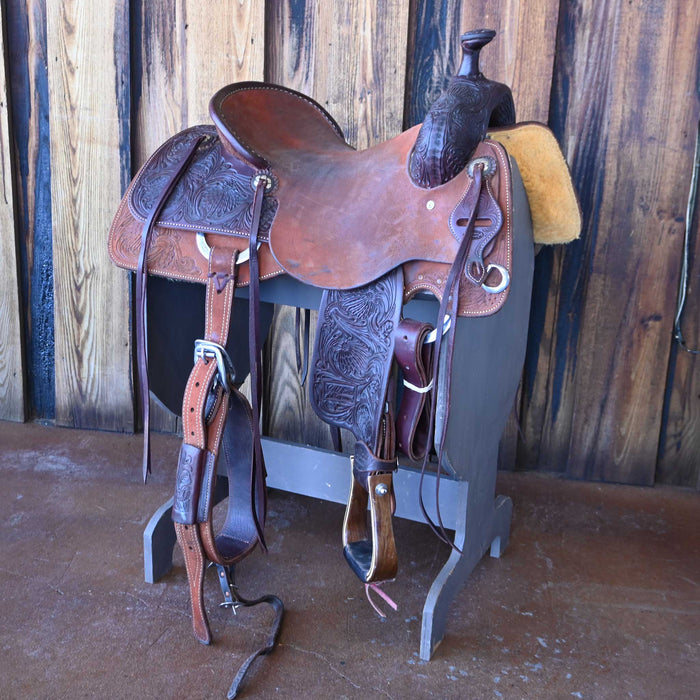 15.5" USED JEFF SMITH COW HORSE SADDLE